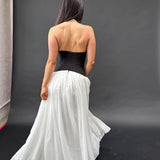 LEAU (black/white) Harlowe halter maxi