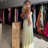 FENITY (butter yellow) Gaia pleated halter maxi
