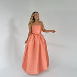 PASDUCHAS (sunset peach orange) Pippa strapless midi