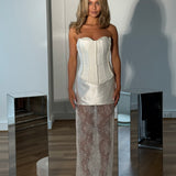 ELIYA THE LABEL (white) Eve Satin & Lace Maxi Skirt