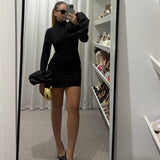 SOLACE LONDON (black) high neck long sleeve mini