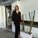 CHRISTOPHER ESBER (black) Carved dry jersey long sleeve maxi