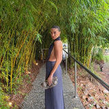 TOJHA (steele grey/blue) Dova halter maxi