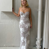HOUSE OF CB (white lace) Luciene corset maxi