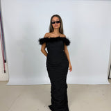 RACHEL GILBERT (black) Zion feather midi