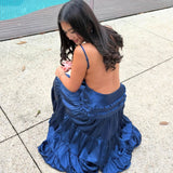 FENITY (navy) Raven backless maxi