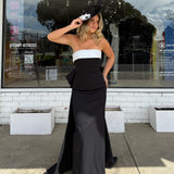RACHEL GILBERT (black/white) Column bow gown