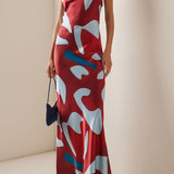 SIR THE LABEL (blue/red) Frankie silk slip midi