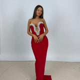 ALBINA DYLA (red) Classica strapless diamonte gown
