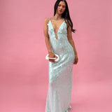 MISHA (mint/aqua) Sapphire Sequin gown