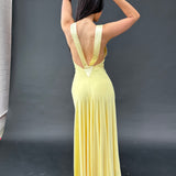 ANCE GRIA (lemon yellow) Rosa deep plunge gown
