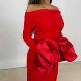 SOLACE LONDON (red) Talia off shoulder maxi