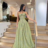 LIA STUBLLA (forest green) Trinity Lace Bustier Gown