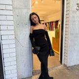 BIANCA AND BRIDGETT (black) Adrianna off the shoulder maxi