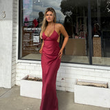 MANNING CARTEL (wine red) Saturation Point silk slip maxi