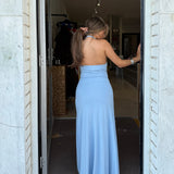 MISHA (Cornflower blue) Jennifer Cupro drape gown
