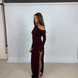EFFIE KATS (wine) Cayley long sleeve gown