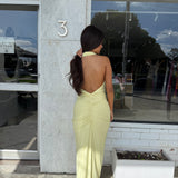 MISHA (lemon yellow) Venus gathered cupro maxi