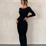 MELANI THE LABLE (black) Camila long sleeve backless midi