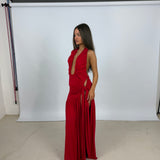 DECONDUARTE (red) Dakota plunge neck maxi