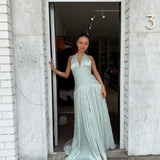 CUSTOM MADE (sage green) halter gown