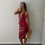 SETAYE (red) Azure top/skirt midi set