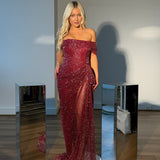 VILDANE KAMEROLLI (red) Angelina Draped Beaded Gown