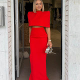 EFFIE KATS (red) Olympia cape and skirt set