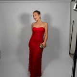 MANNING CARTELL (red) Enchantment flower strapless maxi