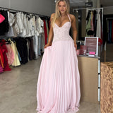 FENITY (pink) Gaia pleated halter maxi