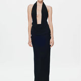 MISHA (black) Vanessa jersey halter maxi