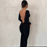 MELANI THE LABLE (black) Camila long sleeve backless midi