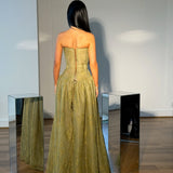 LIA STUBLLA (forest green) Trinity Lace Bustier Gown