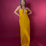 CHRISTOPHER ESBER (Saffron yellow) palm strapless gown