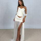 SANEA SEASON (beige/white) Silk corset skirt set
