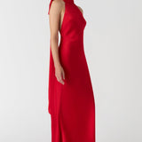 MISHA (red) EVIANNA GOWN high neck bow