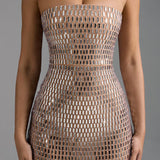OH POLLY (almond) Amaya embellished square neck gown