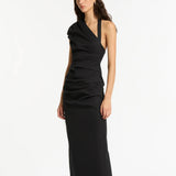 SIR THE LABEL (black) Giacomo gathered one shoulder maxi
