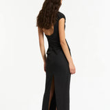SIR THE LABEL (black) Giacomo gathered one shoulder maxi