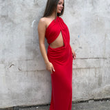 MISHA (red) Solstice one shoulder maxi