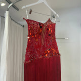 TABJA (red) Venice Fringe Gown
