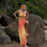 THE WOLF GANG (orange/yellow) Makena ombré silk midi