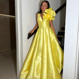 BARIANO (yellow) Mirella v neck ruffle gown