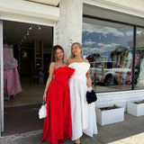 ELLIATT (red) Laurel strapless frill gown