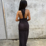 CHRISTOPHER ESBER (brown) Orion slinky halter gown