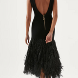 AJE (black) Rushes Raffia Knit feather midi