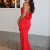 EFFIE KATS (red) Haviiland drape backless gown