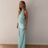 HNTR THE LABEL (blue) Sienna halter maxi