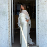 HUONG (ivory/white) Charlotte cape maxi