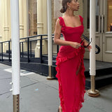 HOUSE OF CB (red) Ariela frill maxi